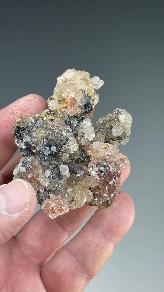 Fluorapophyllite with Inesite, Hubeite, Quartz - image 2