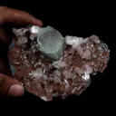 Fluorapophyllite with Stilbite on Chalcedony Natural Mineral Specimen - image 4