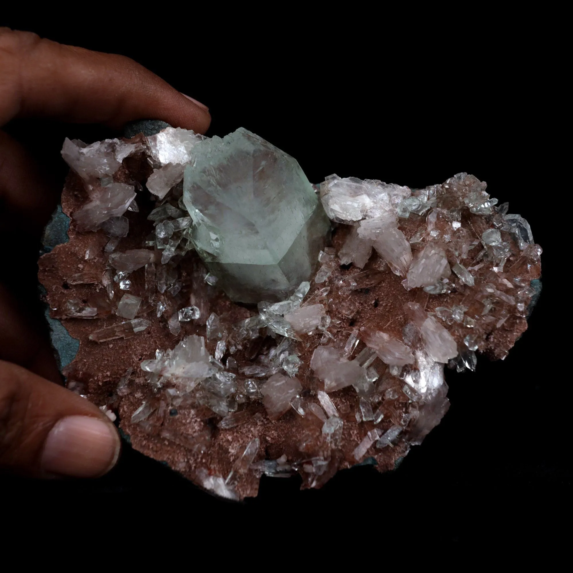 Fluorapophyllite with Stilbite on Chalcedony Natural Mineral Specimen - image 4