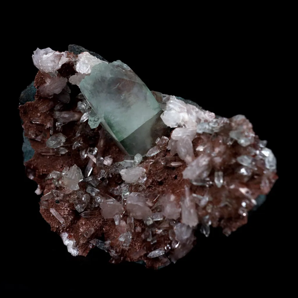 Fluorapophyllite with Stilbite on Chalcedony Natural Mineral Specimen - image 3