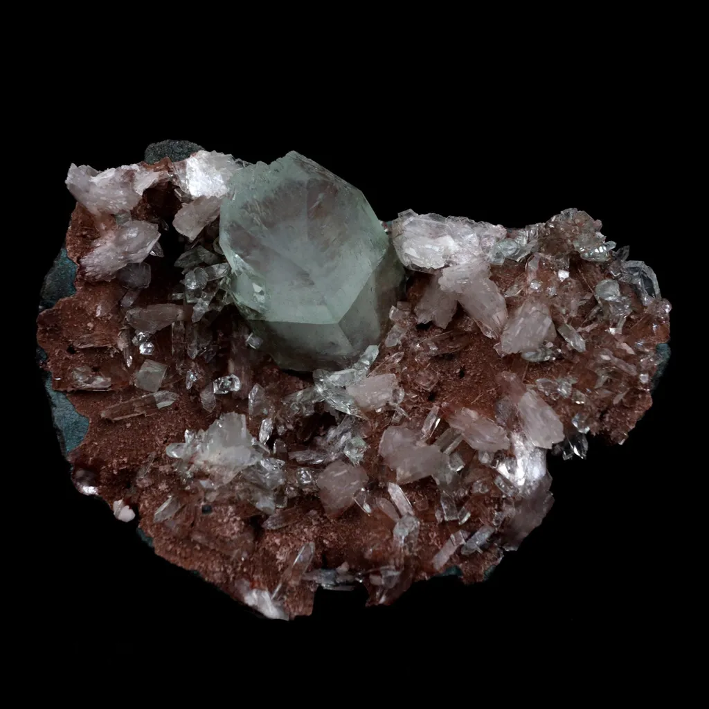 Fluorapophyllite with Stilbite on Chalcedony Natural Mineral Specimen image