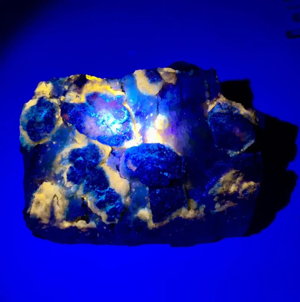 Fluorescent Blue Afghanite with Pyrite on Matrix from Afghanistan - image 3