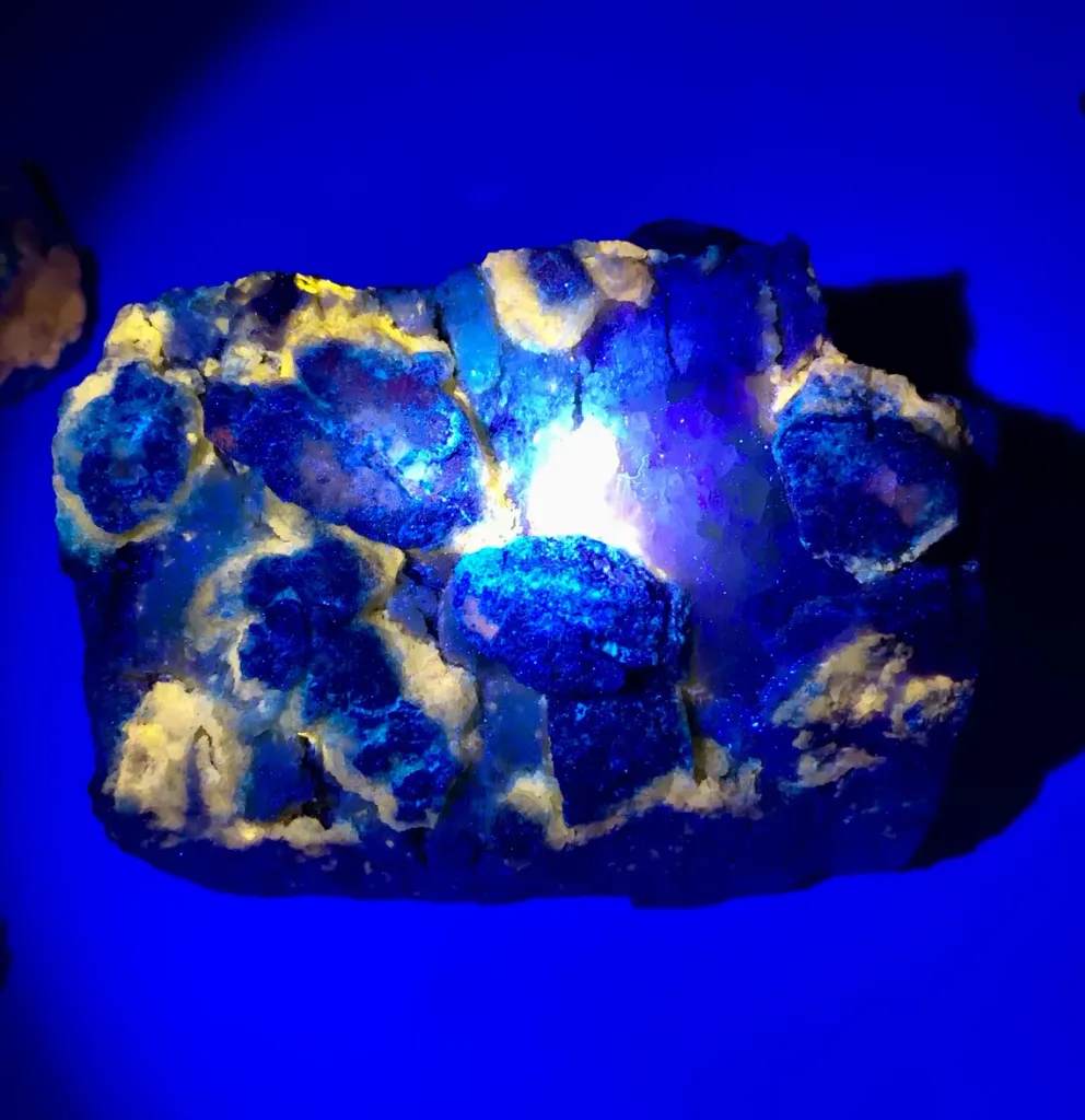 Fluorescent Blue Afghanite with Pyrite on Matrix from Afghanistan - image 7