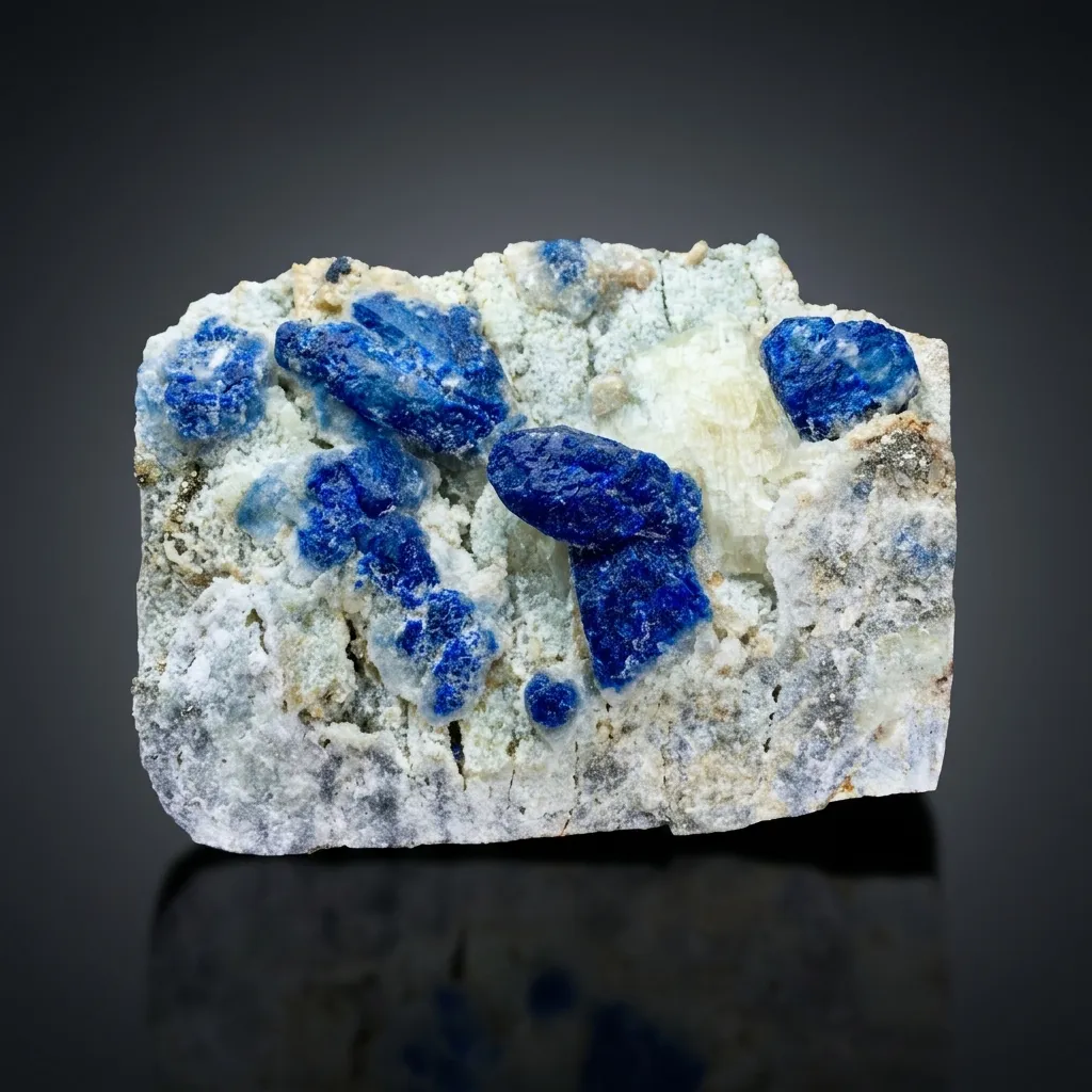 Fluorescent Blue Afghanite with Pyrite on Matrix from Afghanistan image