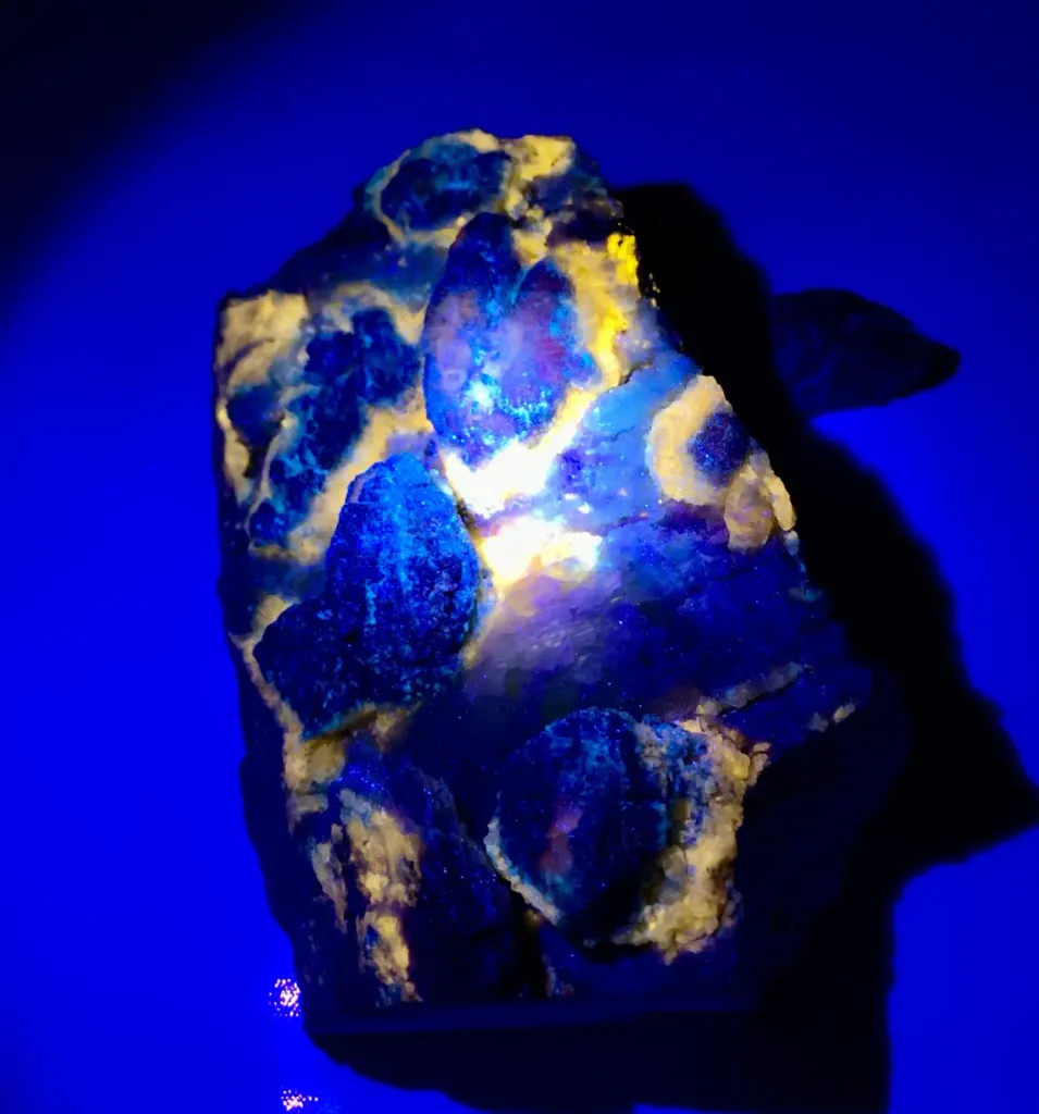 Fluorescent Blue Afghanite with Pyrite on Matrix from Afghanistan - image 5