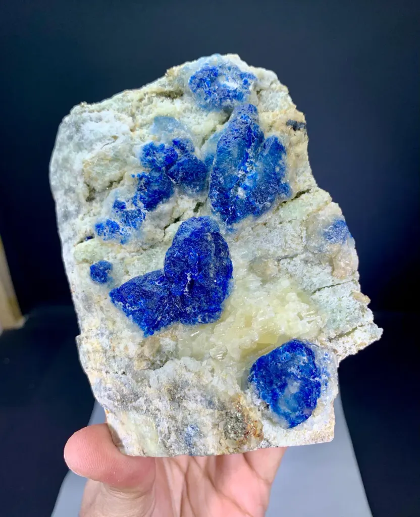 Fluorescent Blue Afghanite with Pyrite on Matrix from Afghanistan - image 6