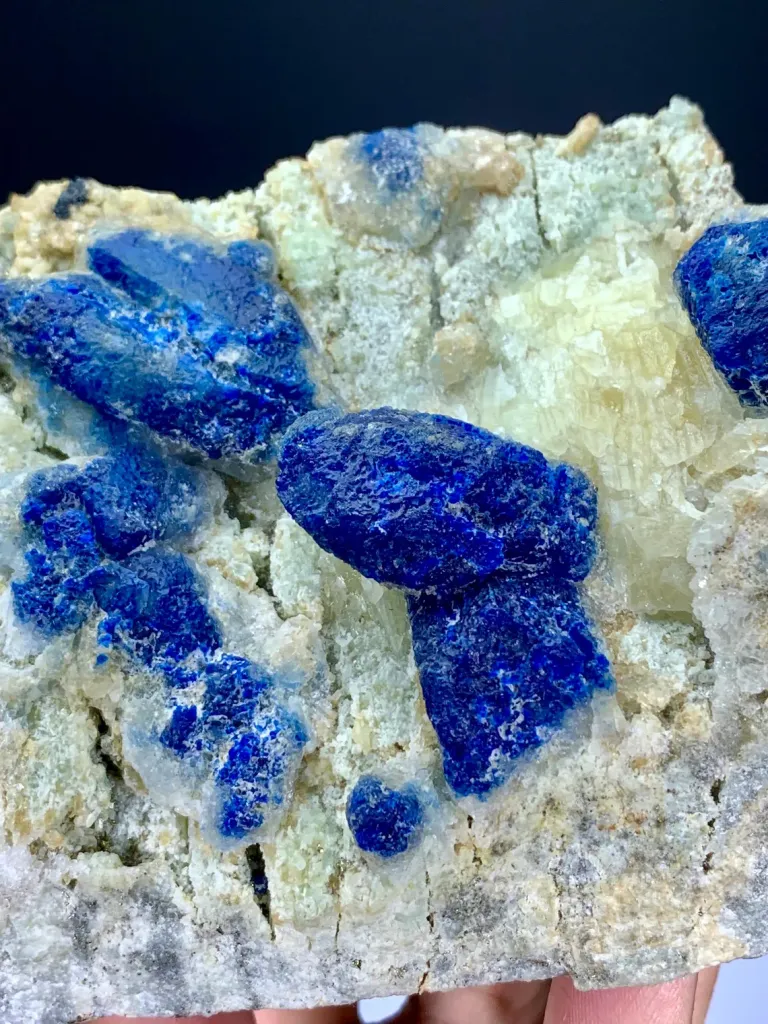 Fluorescent Blue Afghanite with Pyrite on Matrix from Afghanistan - image 8
