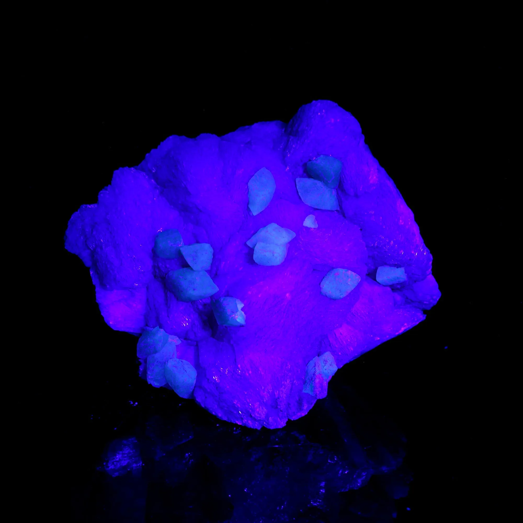 Fluorescent Calcite on Stilbite Free Standing Natural Mineral Specimen - image 5