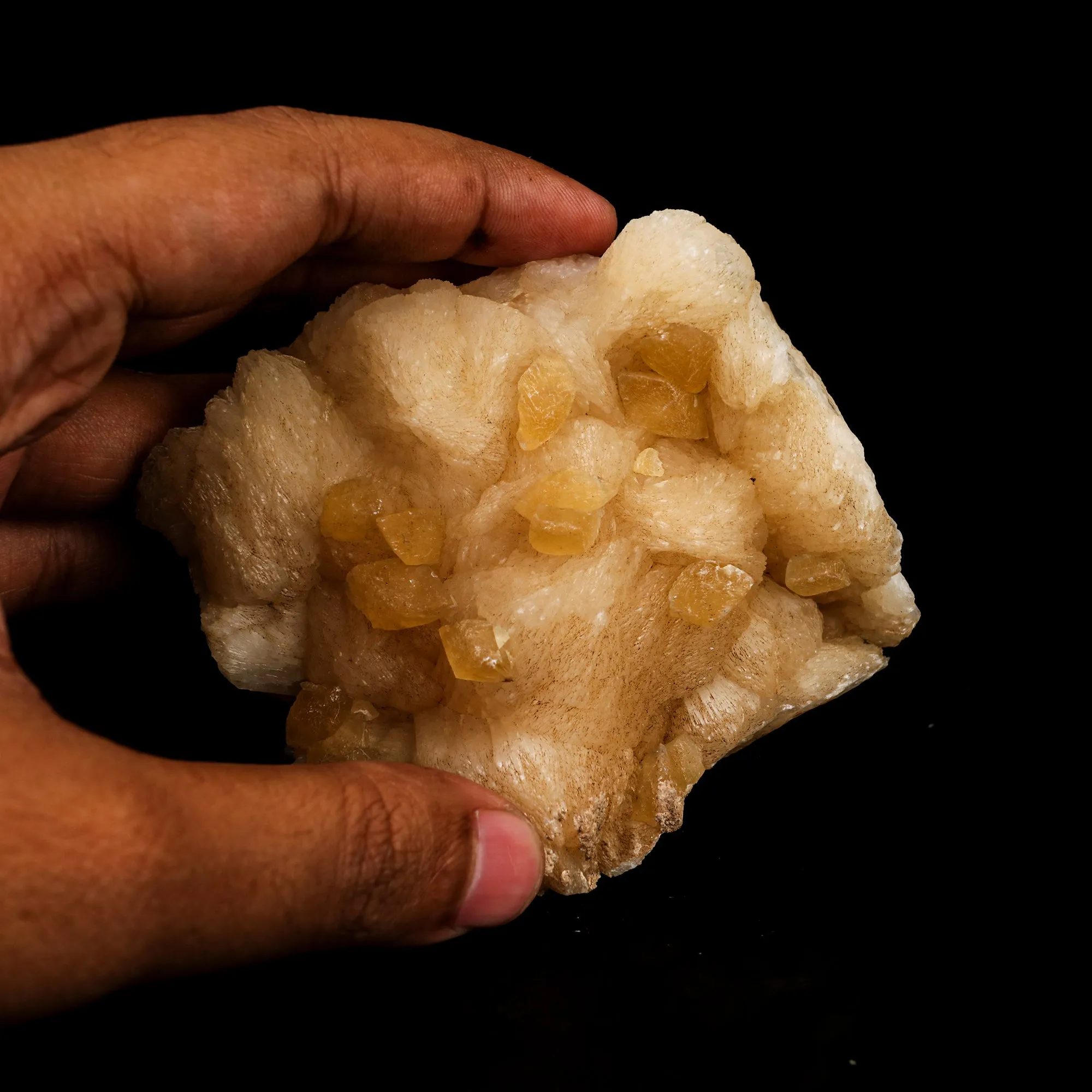Fluorescent Calcite on Stilbite Free Standing Natural Mineral Specimen - image 4