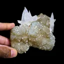 Fluorescent Dogtooth Calcite on Chalcedony-Coated Calcite Matrix – UV Reactive Natural Mineral Specimen from MadhyaPradesh, India - image 5