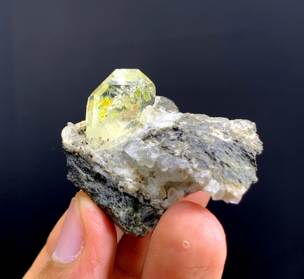 Fluorescent Petroleum Quartz Crystal on Matrix from Pakistan - image 3