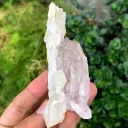 Fluorescent Pink Kunzite with Mountain Shape Terminations on Quartz from Afghanistan - image 3