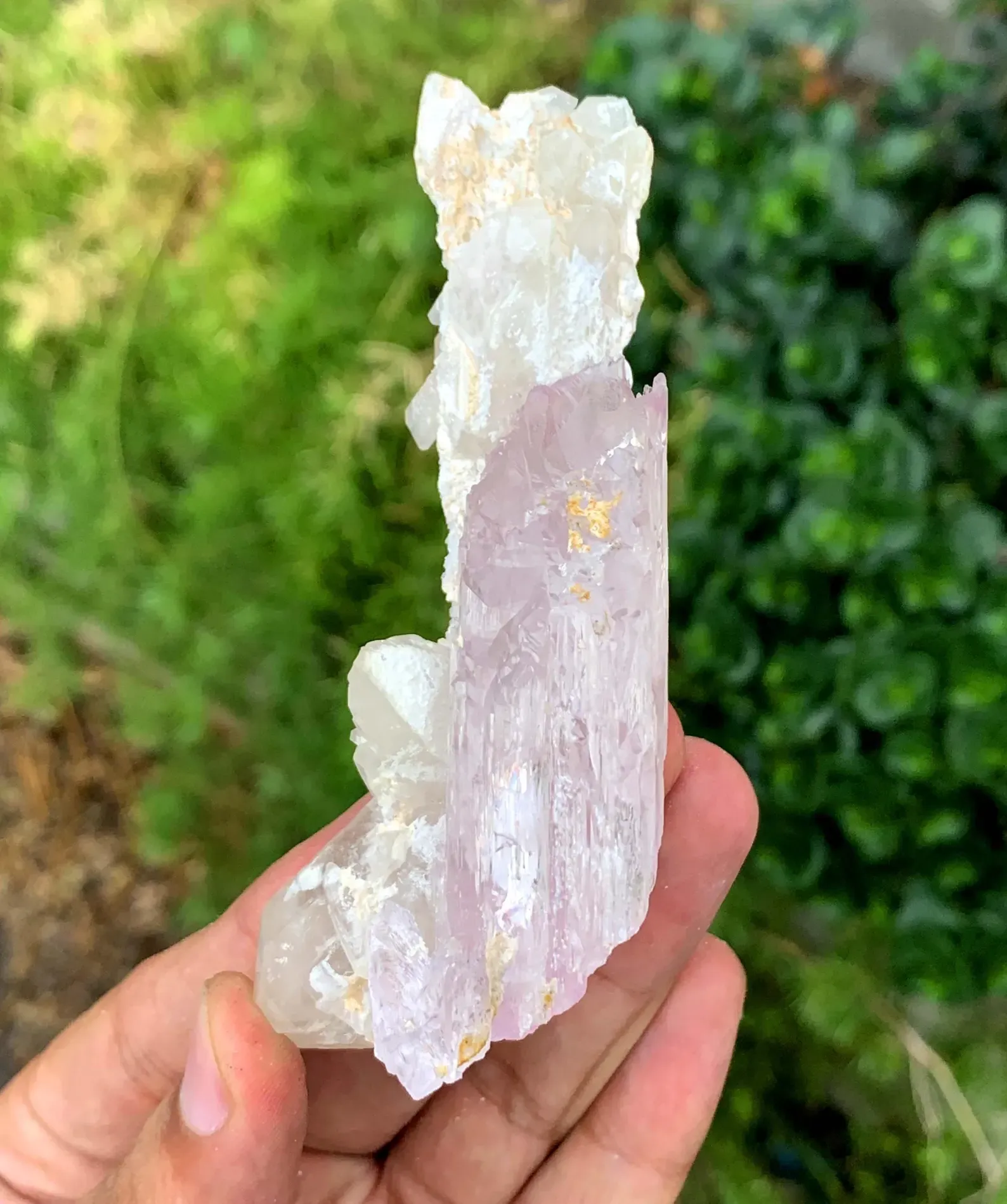 Fluorescent Pink Kunzite with Mountain Shape Terminations on Quartz from Afghanistan - image 5