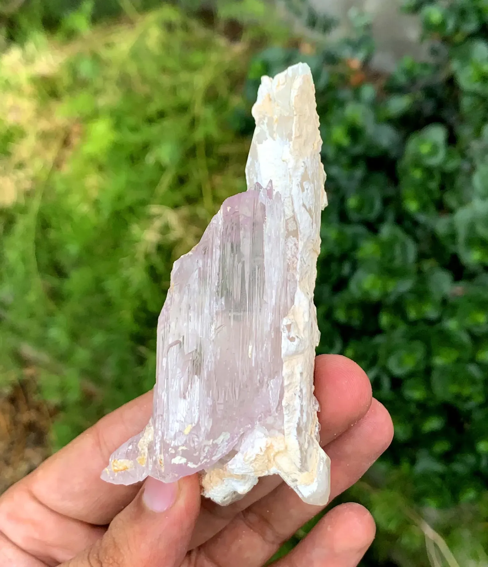 Fluorescent Pink Kunzite with Mountain Shape Terminations on Quartz from Afghanistan - image 6