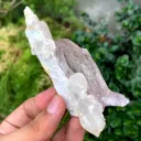 Fluorescent Pink Kunzite with Mountain Shape Terminations on Quartz from Afghanistan - image 4