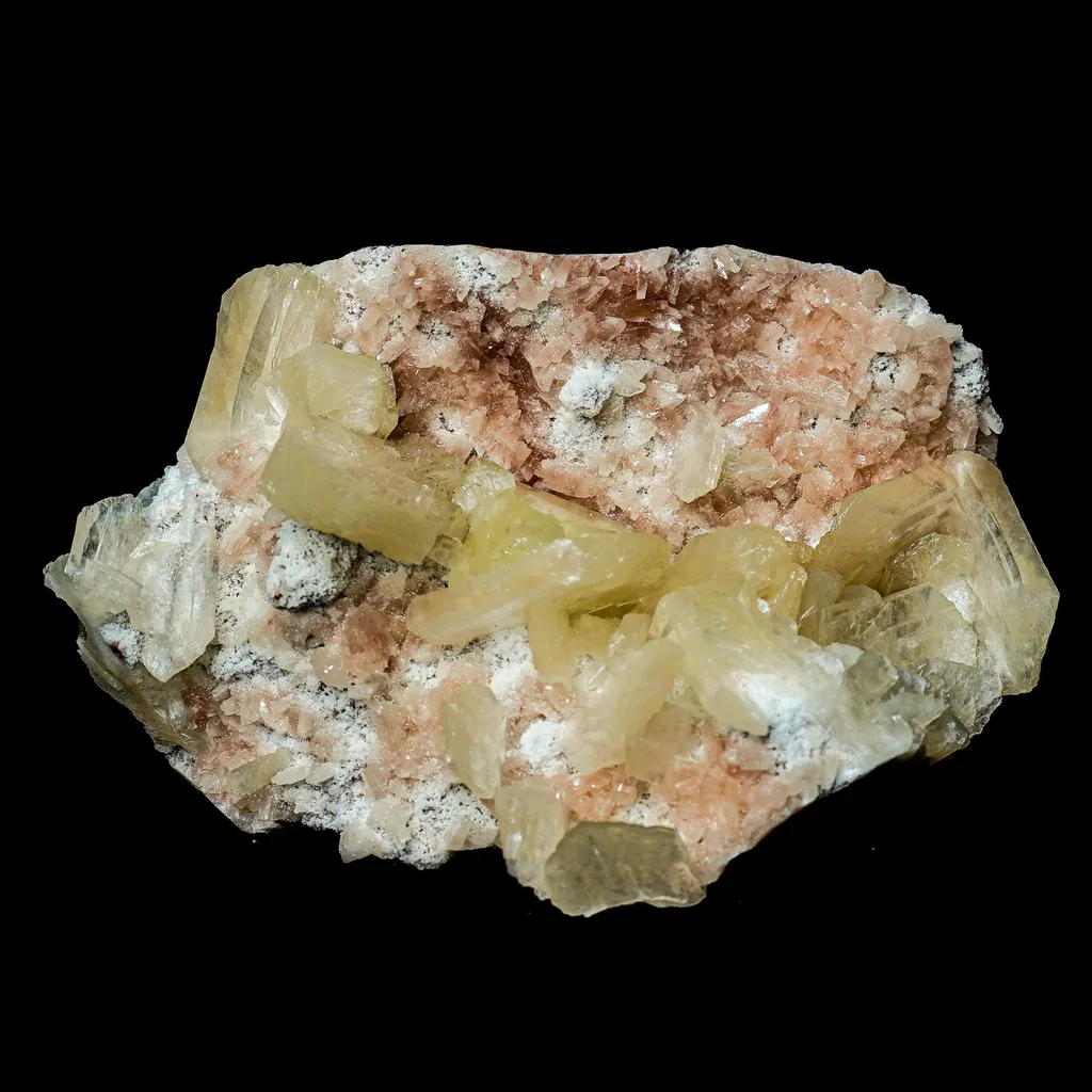 Fluorescent Powellite with Stilbite, Heulandite (Rare Find) Natural Mineral Specimen - image 4
