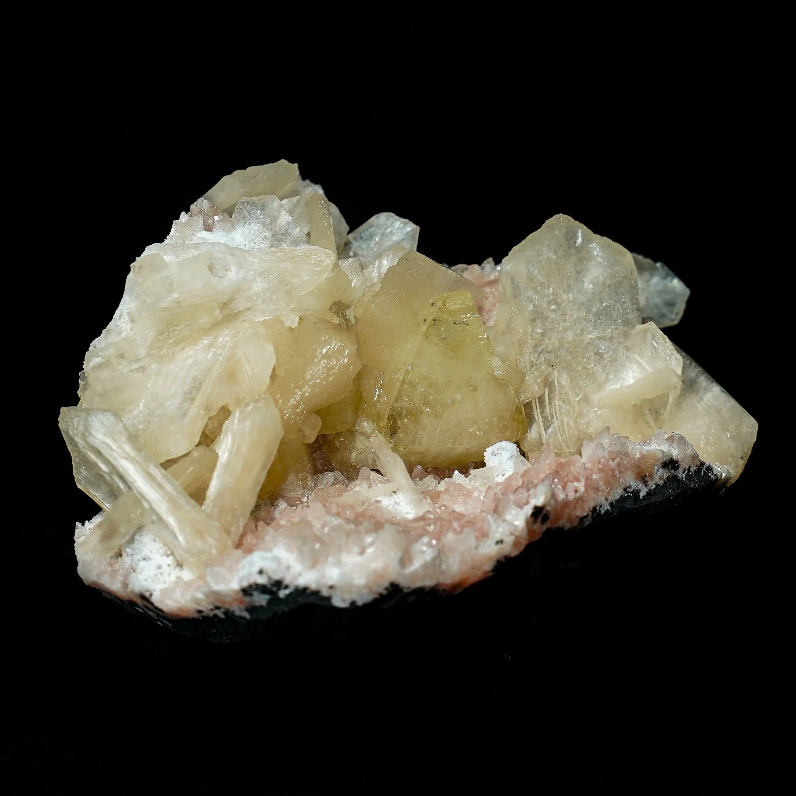 Fluorescent Powellite with Stilbite, Heulandite (Rare Find) Natural Mineral Specimen - image 2