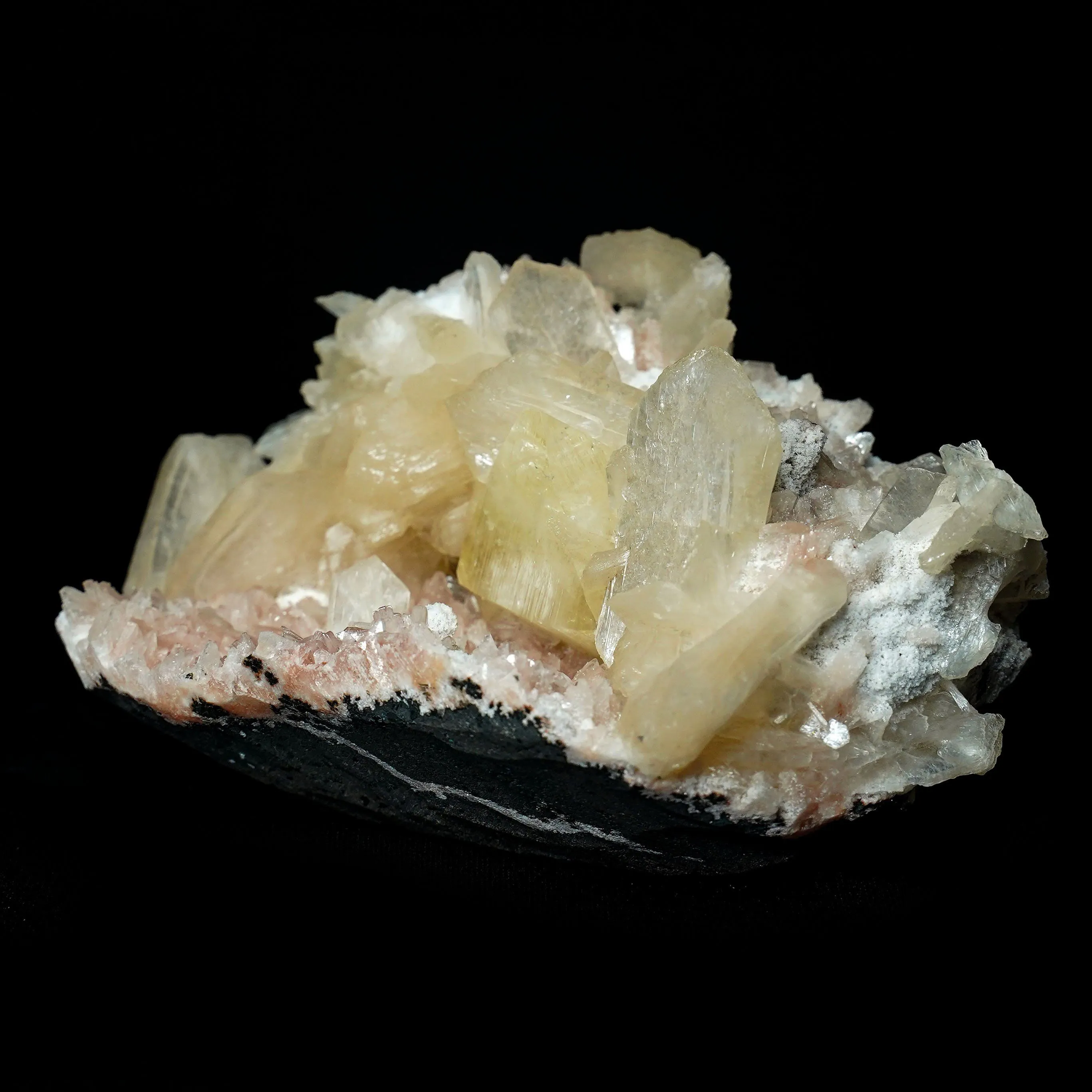 Fluorescent Powellite with Stilbite, Heulandite (Rare Find) Natural Mineral Specimen - image 3