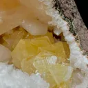 Fluorescent Powellite with Stilbite Inside Heuladnite Geode - image 5