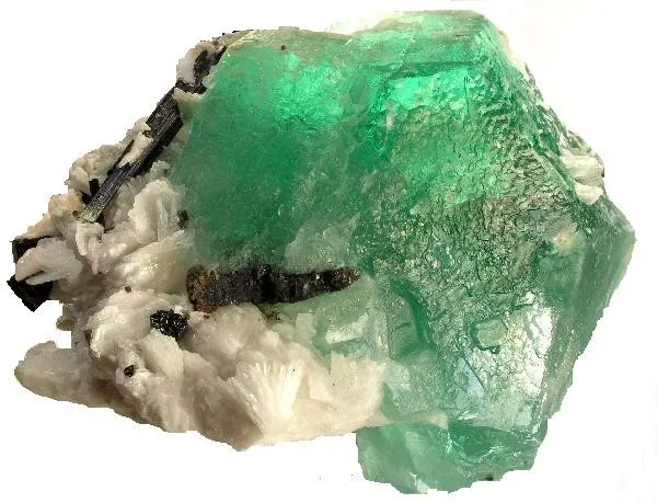 Fluorite, Albite (Var: Cleavelandite), Tourmaline image