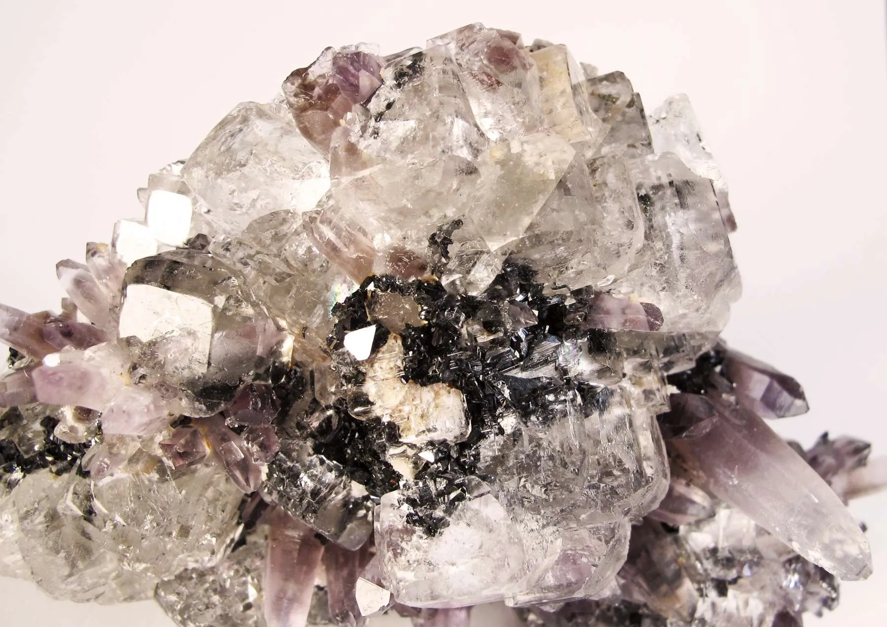 Fluorite and Amethyst on Galena - image 3