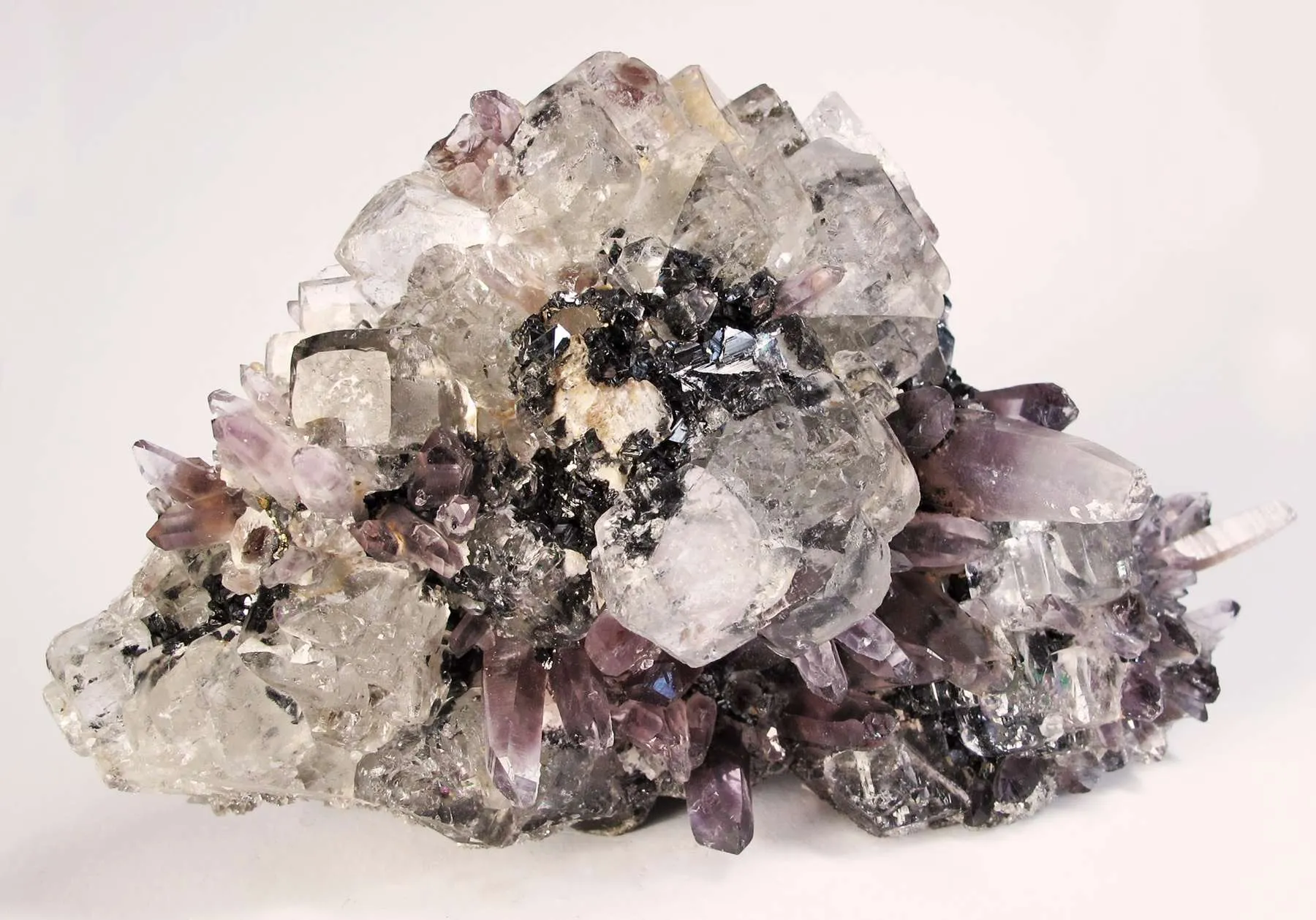 Fluorite and Amethyst on Galena - image 2