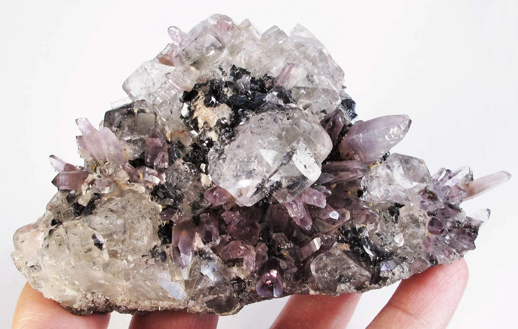 Fluorite and Amethyst on Galena - image 1