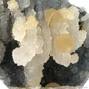 Fluorite and Calcite on Quartz Stalactites, in Geode - image 2