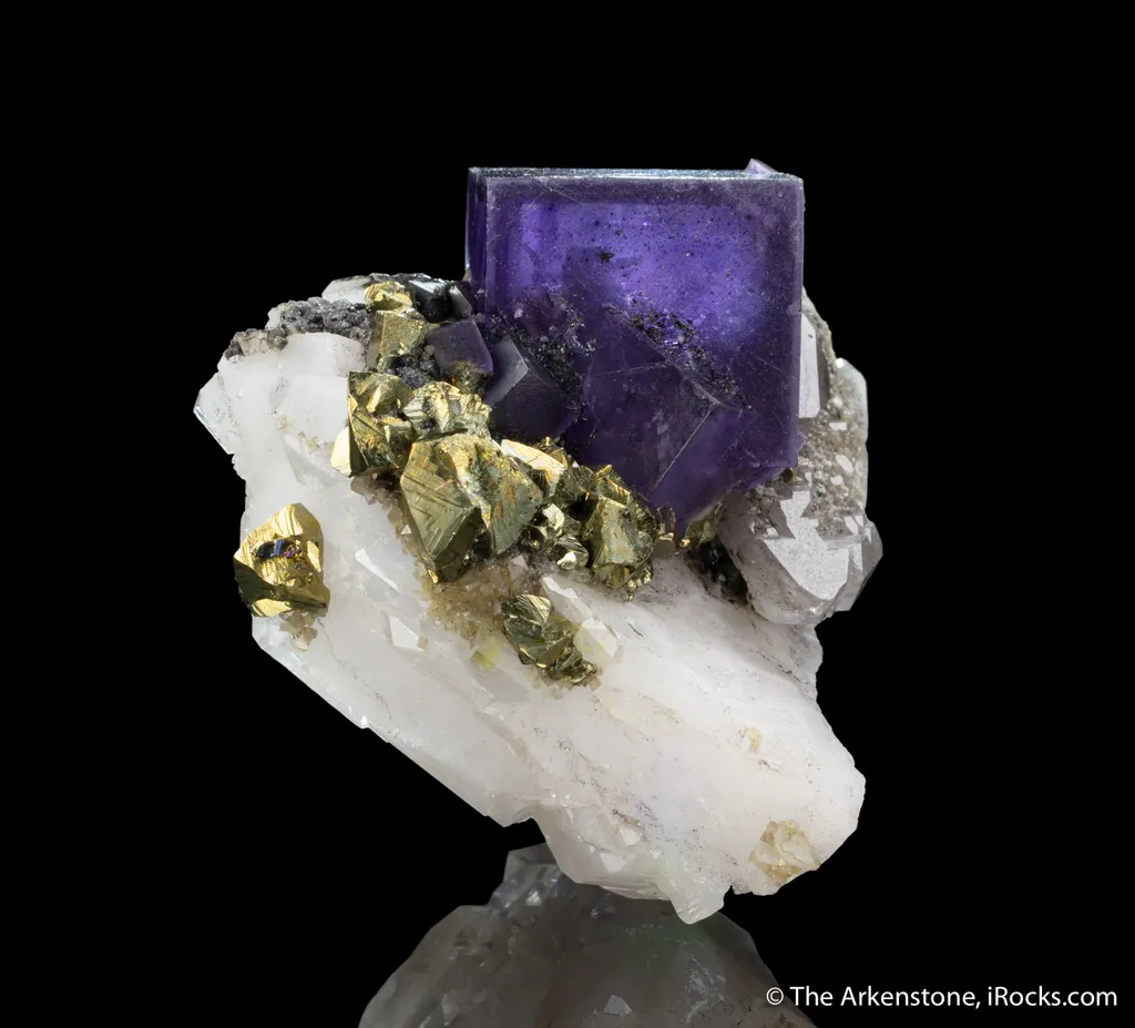 Fluorite and Chalcopyrite on Quartz image