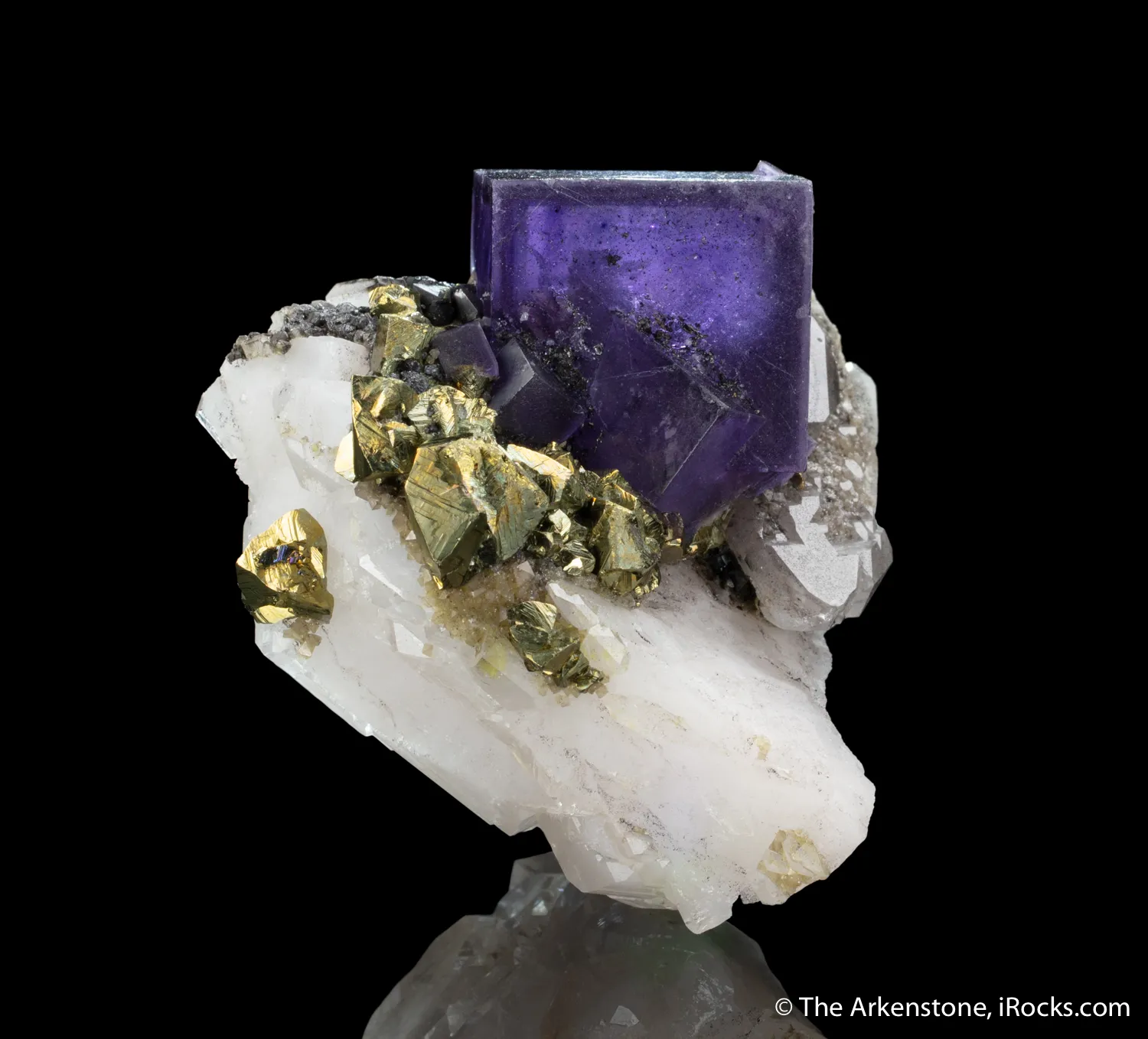 Fluorite and Chalcopyrite on Quartz - image 1