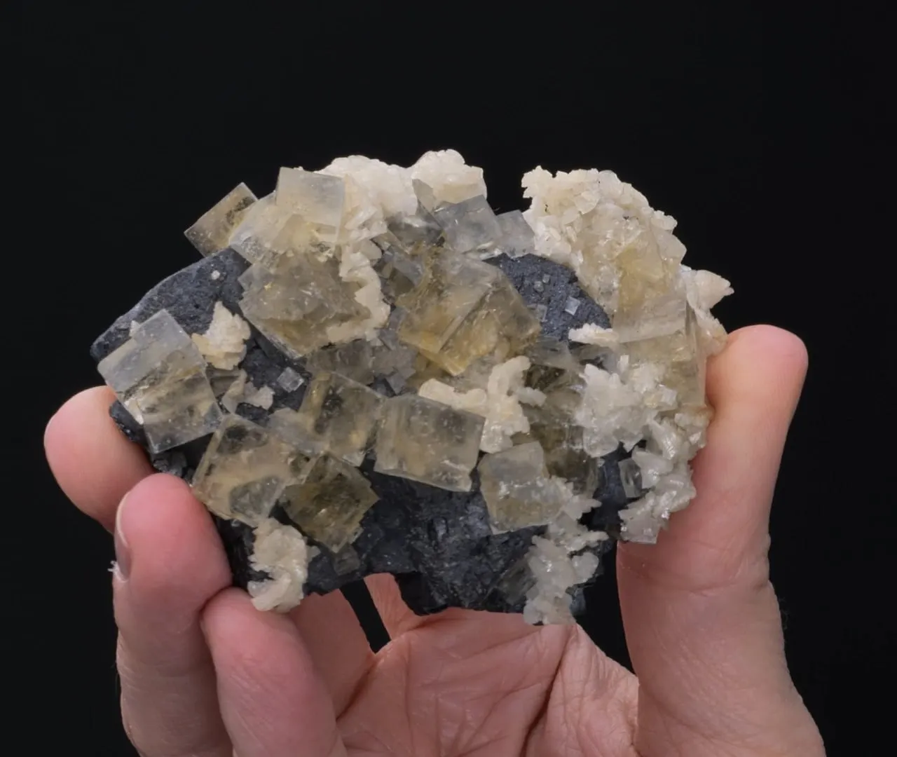 Fluorite and Dolomite on Galena - image 2