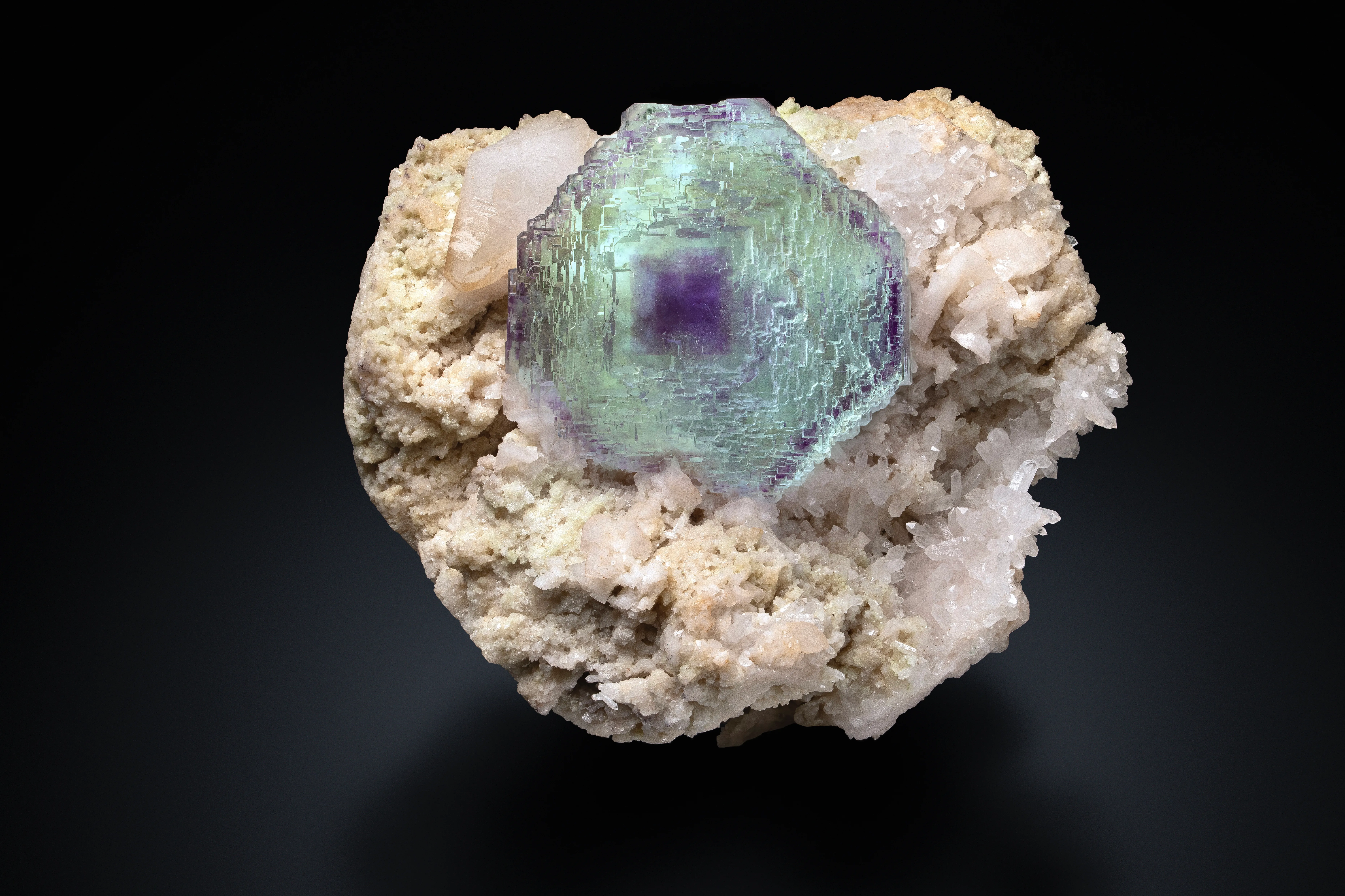 Fluorite and Quartz on Dolomite - image 1