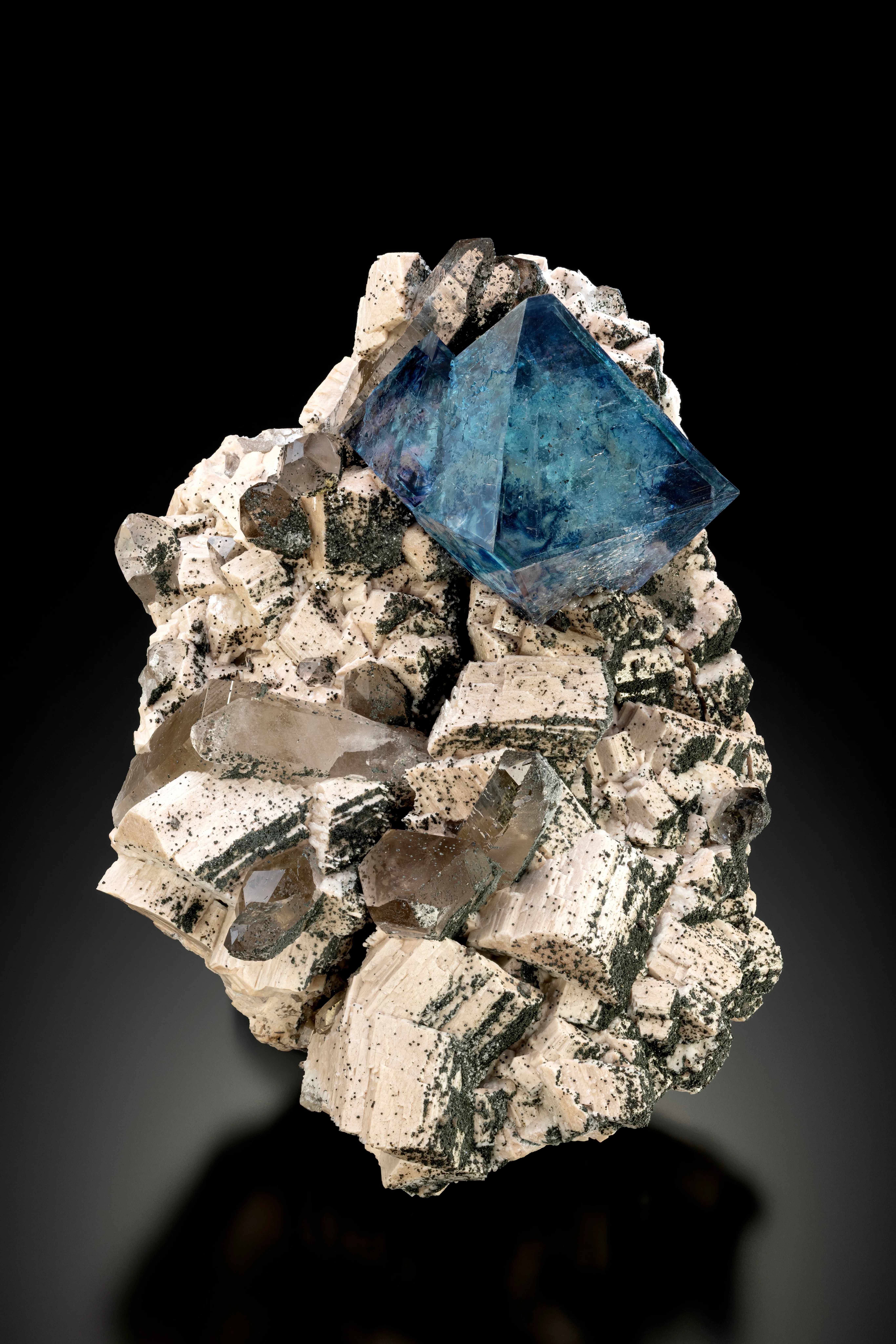 Fluorite and Quartz on Feldspar - image 1