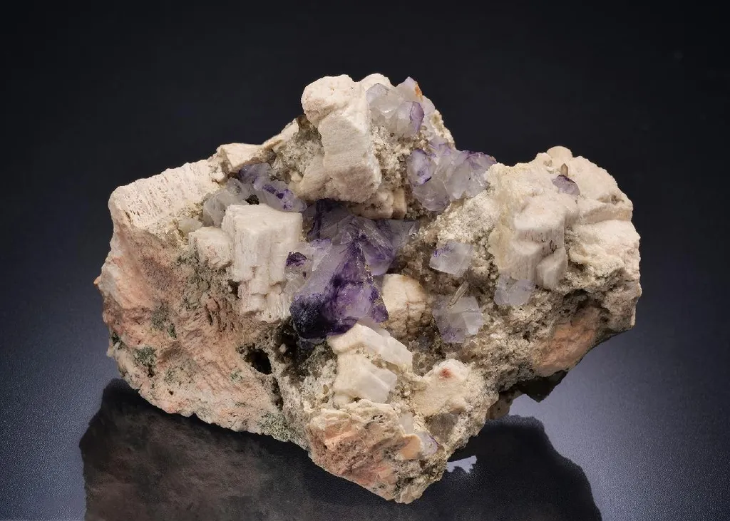 Fluorite and Quartz on Feldspar image