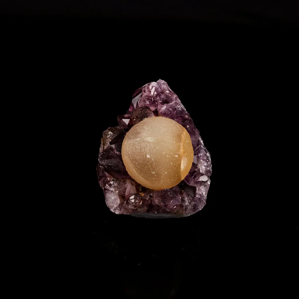 Fluorite ball on Amethyst Natural Mineral Specimen image