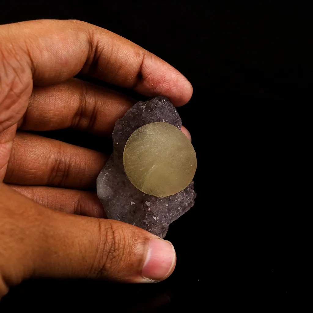 Fluorite ball on Amethyst Natural Mineral Specimen - image 4