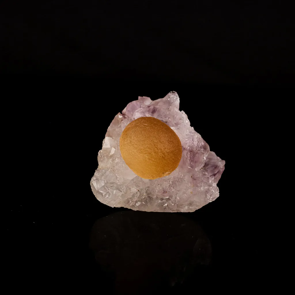 Fluorite ball on Amethyst Natural Mineral Specimen image