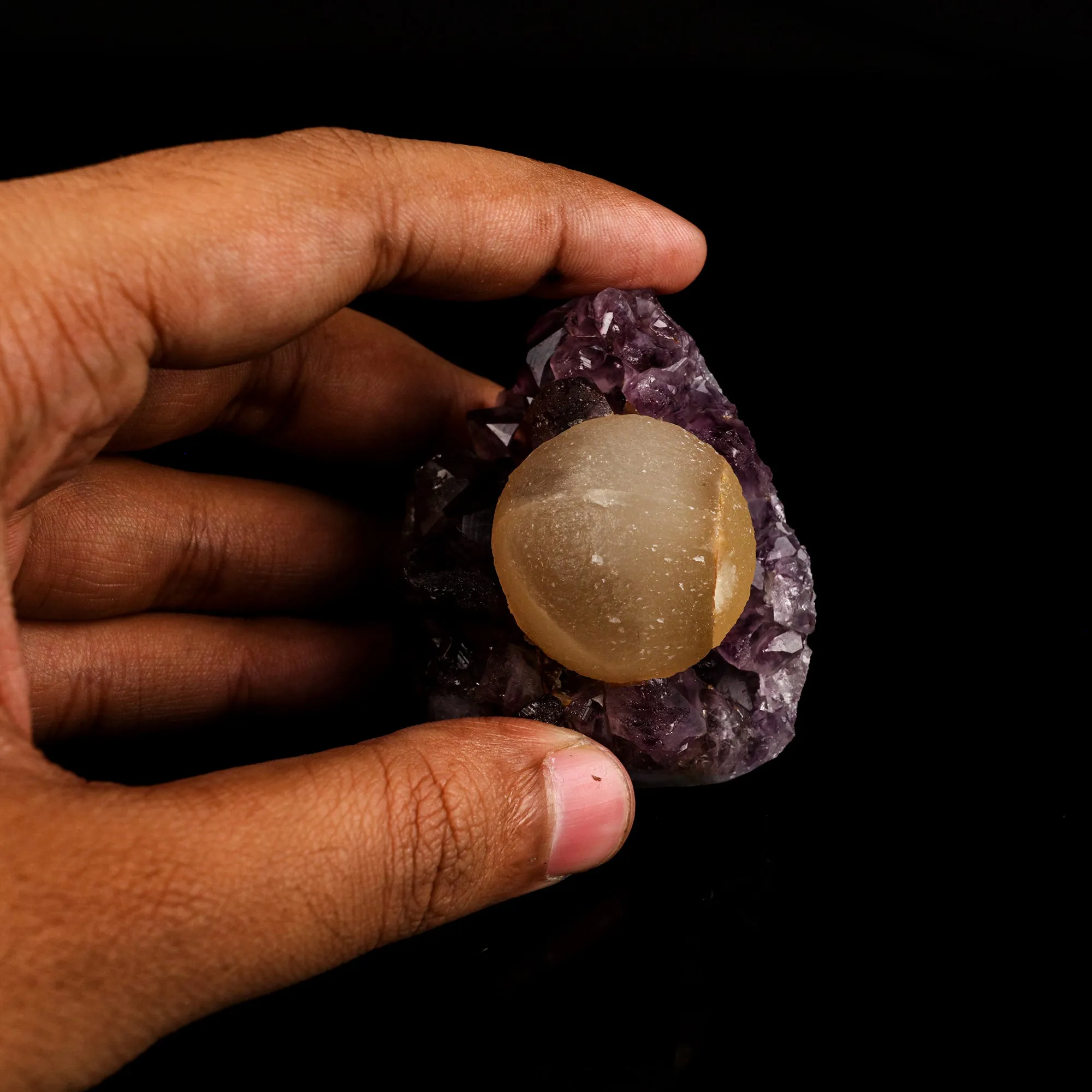 Fluorite ball on Amethyst Natural Mineral Specimen - image 4