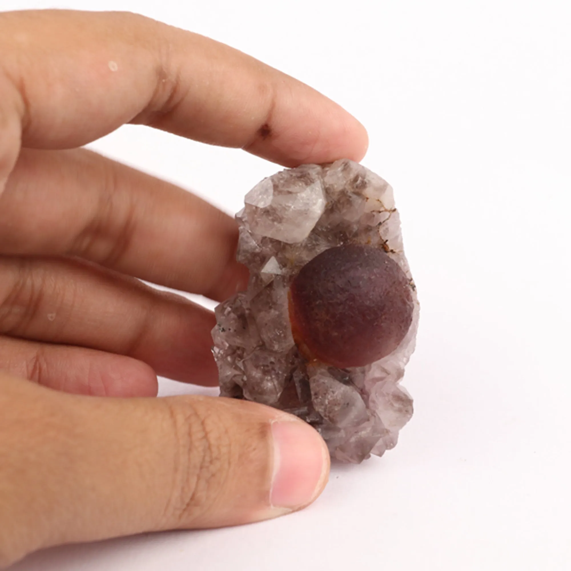 Fluorite Ball Violet Color on Amethyst Very Rare Natural Mineral Specimen - image 5