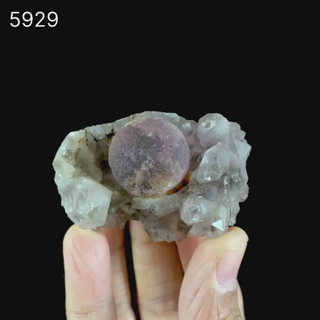 Fluorite Ball Violet Color on Amethyst Very Rare Natural Mineral Specimen - image 9