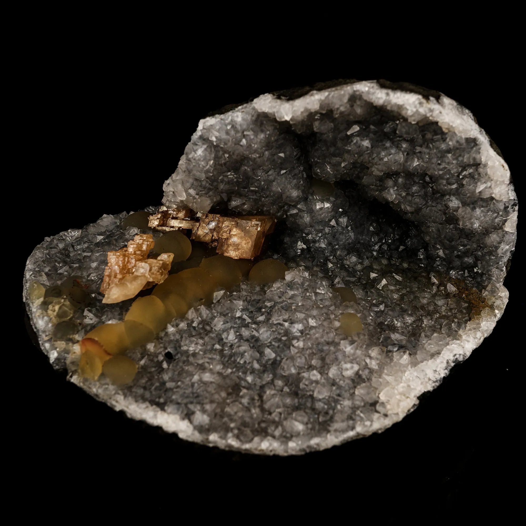 Fluorite balls With Sparkling Calcite on MM Quartz Natural Mineral Specimen - image 1