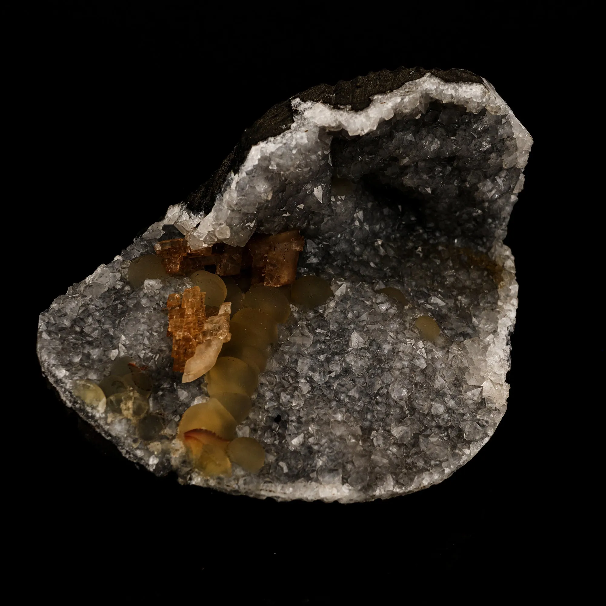 Fluorite balls With Sparkling Calcite on MM Quartz Natural Mineral Specimen - image 3