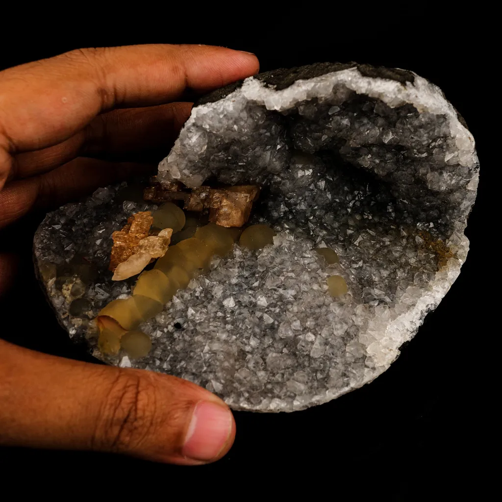 Fluorite balls With Sparkling Calcite on MM Quartz Natural Mineral Specimen - image 4