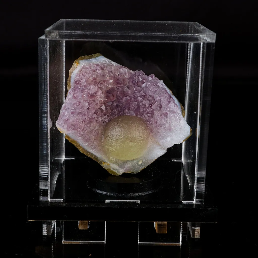 Fluorite Botridoal on Amethyst Natural Mineral Specimen image