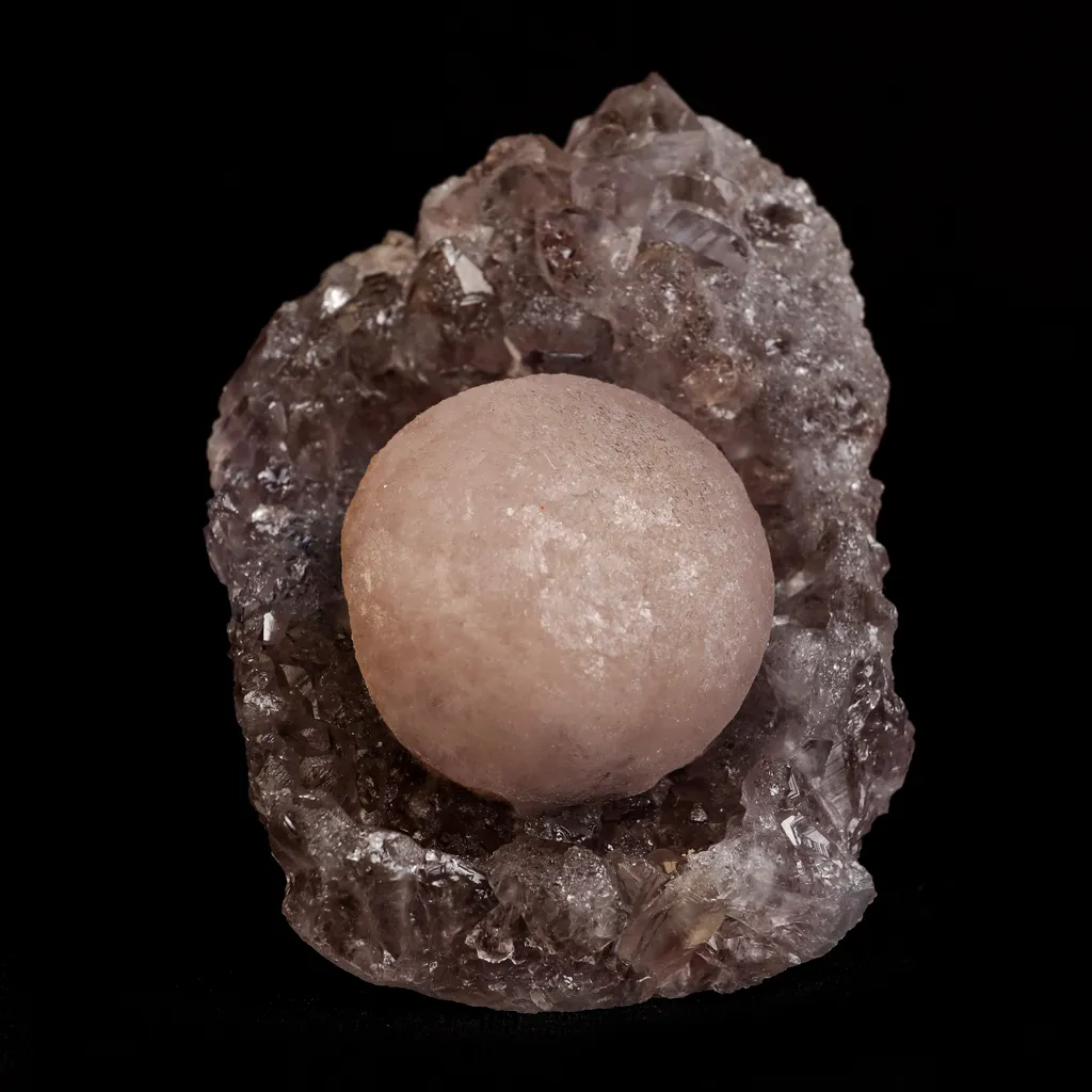 Fluorite Botryoidal on Amethyst Natural Mineral Specimen image