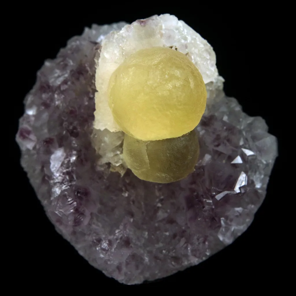 Fluorite Botryoidal on Amethyst Natural Mineral Specimen image