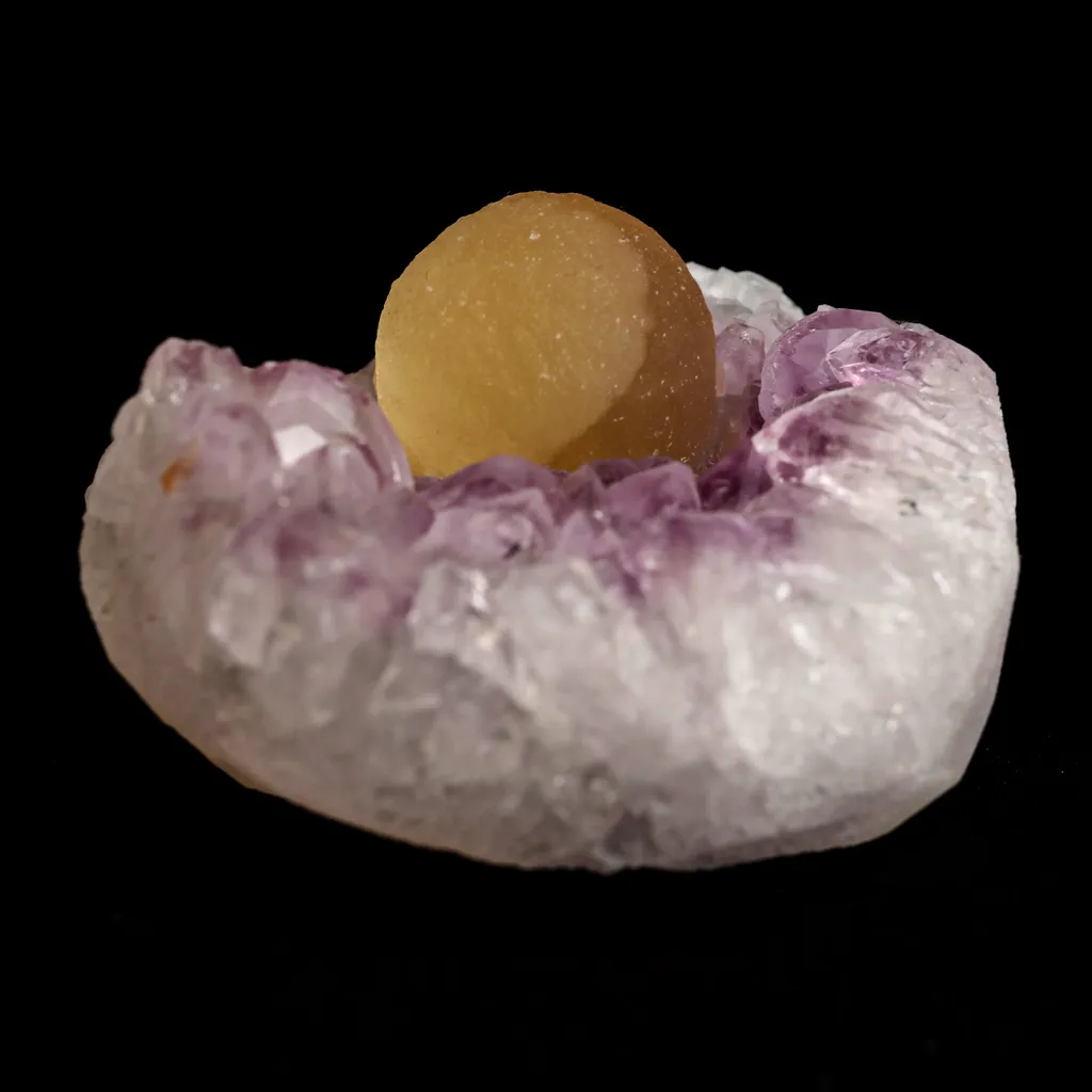 Fluorite Botryoidal Shaded on Amethyst Natural Mineral Specimen image