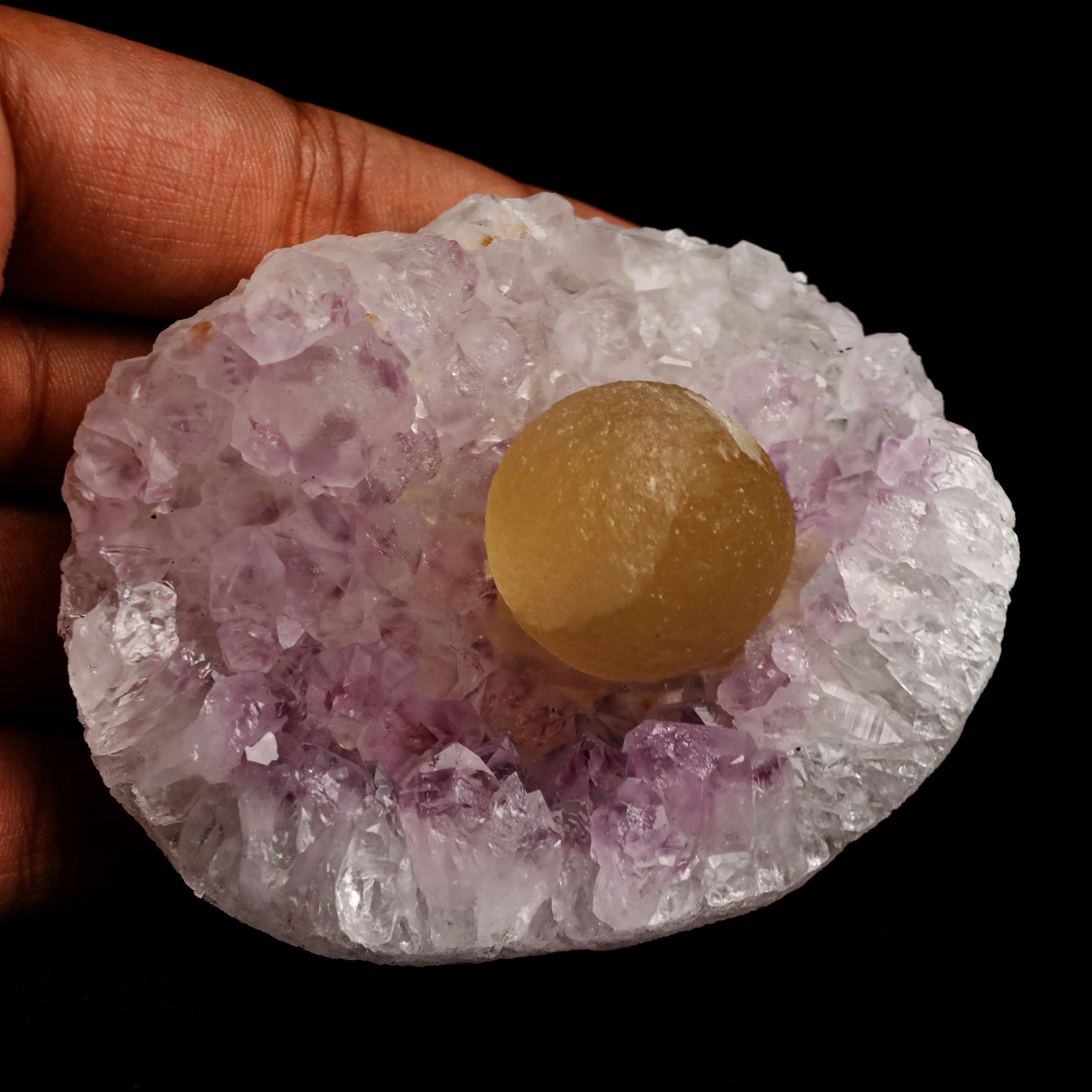 Fluorite Botryoidal Shaded on Amethyst Natural Mineral Specimen - image 5