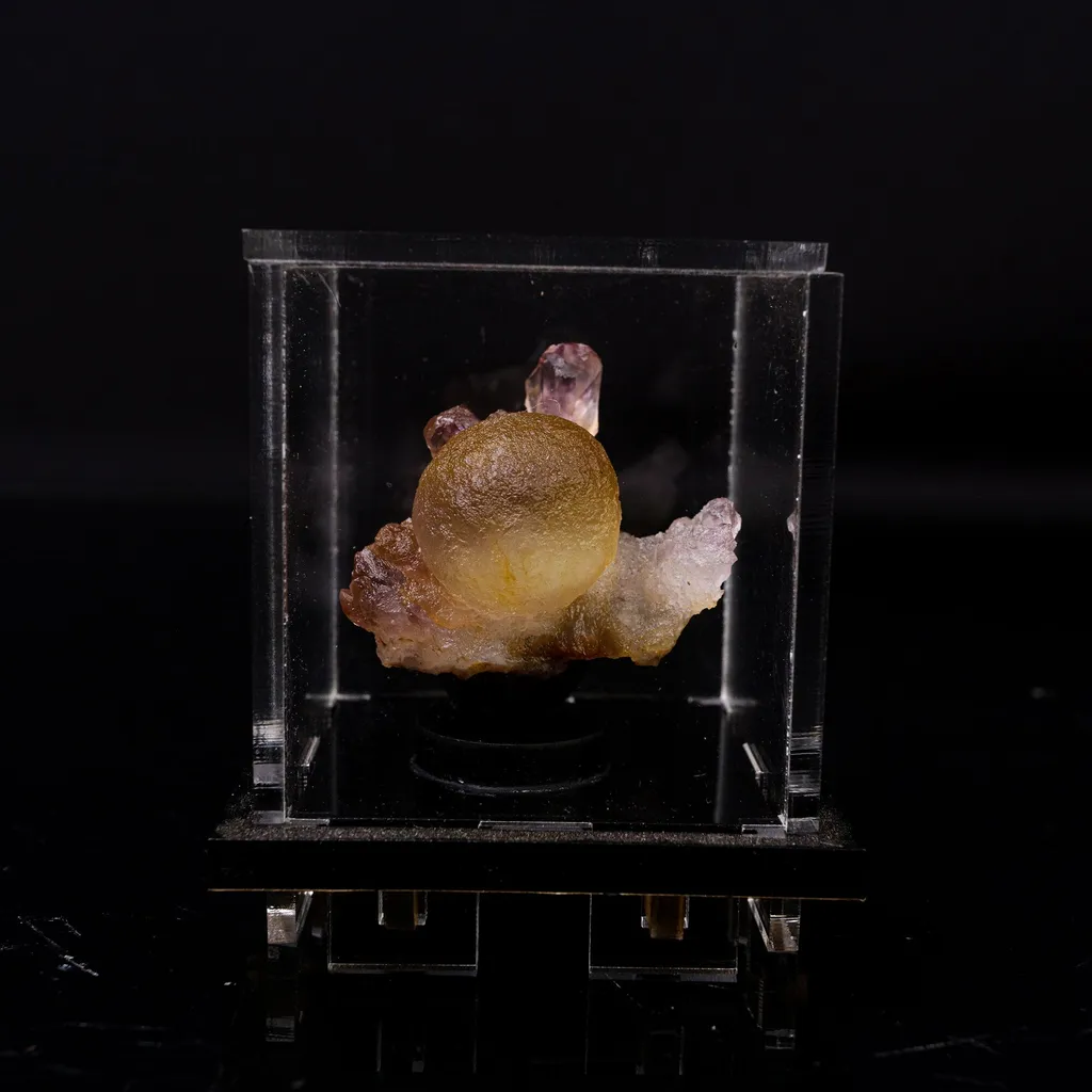 Fluorite Botryoidalon on Amethyst Natural Mineral Specimen image