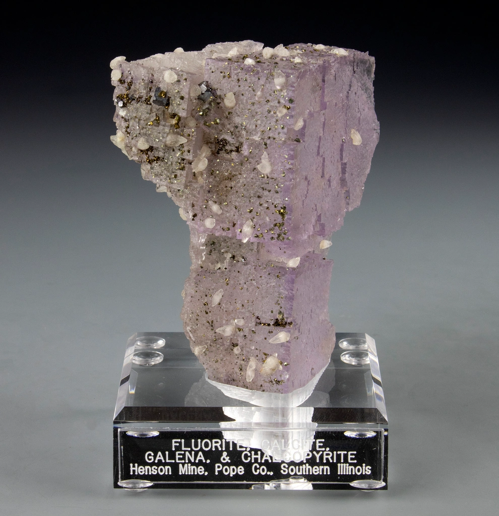 Fluorite, Calcite, Galena and Chalcopyrite (Ross Lillie RCL #0984) image